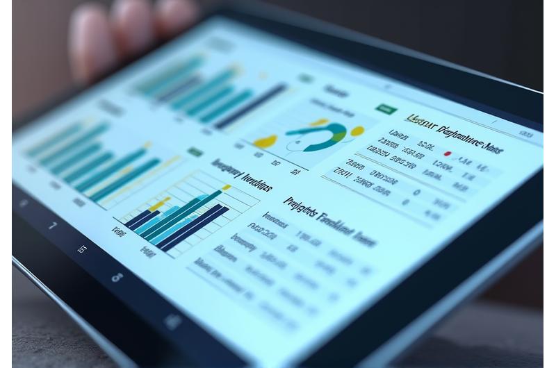 Sophisticated financial analytics dashboard with dynamic charts and AI insights