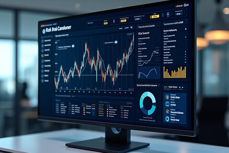 AI-powered financial risk management dashboard displaying predictive analytics