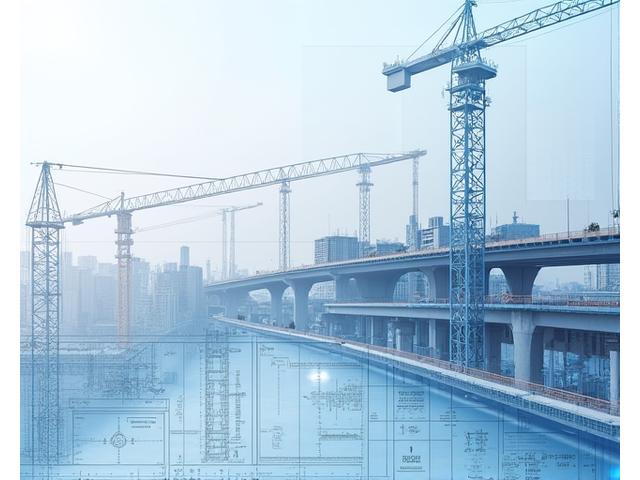 Architectural blueprint and construction site, symbolizing infrastructure development.