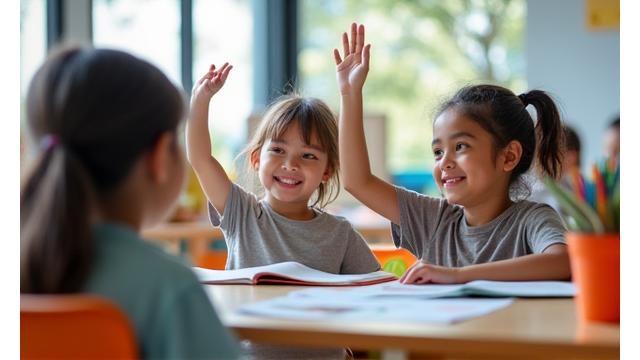 Image of children in a classroom setting, engaged in learning.