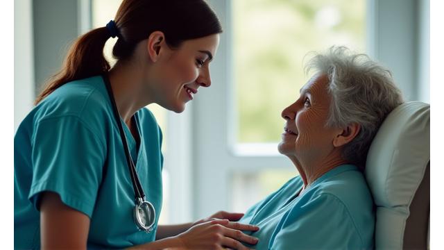 Image of a healthcare charity worker interacting with community members.